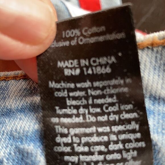 Kendall and Kylie denim frayed micro miniskirt red white side ribbons Zip 28 - Picture 6 of 14